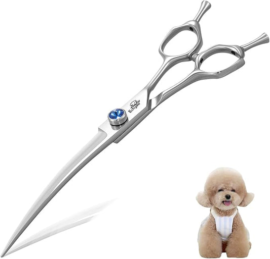7" Curved Dog Grooming Scissorsï¼25 Degree of Curved Blade,Premium Pet Grooming Shears for Trimming Face and Paws