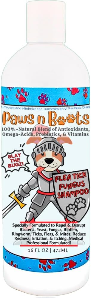 Pet Flea & Tick Treatment Shampoo, Coat Armor - 100% Organic, All-Natural & Non-Toxic to Pets. Fast Relief for Dry, Itchy, Sensitive Skin. Tearless, Odor Controlling, Lavender, Made in USA 16oz