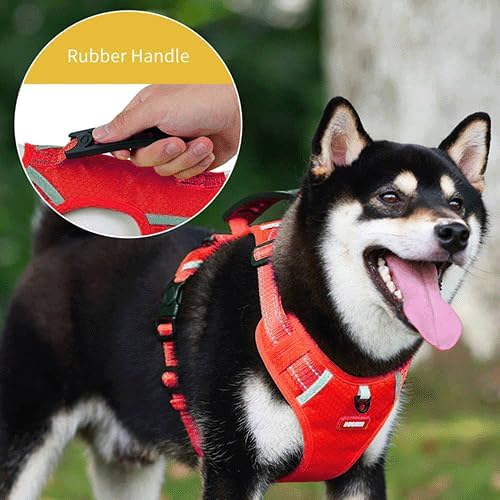Dog Harness, No Pull Service Vest, Reflective Strips, Control Handle, Soft Padded, Adjustable and Comfortable for Easy Walking (red small)
