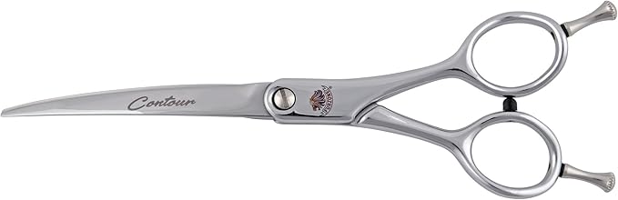 6.25 Contour Curved Shear Pet Dog Grooming Scissors, Patent Grip Design, Easy Adjust, Japanese 440C Tempered Steel, Lightweight, Professional Dog Scissors For Dog Grooming