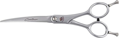 6.25 Contour Curved Shear Pet Dog Grooming Scissors, Patent Grip Design, Easy Adjust, Japanese 440C Tempered Steel, Lightweight, Professional Dog Scissors For Dog Grooming (Serrated)