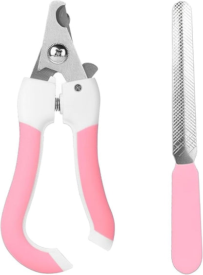 Zoocozy Pet Nail Clippers and File Set - Professional Dog &Cat Nail Trimmer with Safety Guard, for Small Pets Puppies, Kittens, Rabbits with Nail File for Daily Grooming (Pink Colour)