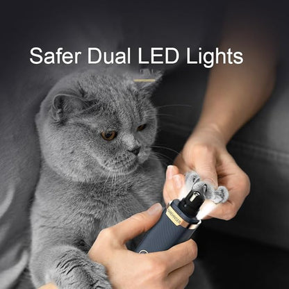 Dog Nail Grinder Upgraded-Professional 3-Speed Dog Nail Trimmers Electric with Super Quiet & Low Vibration, 2 LED Lights, 2 Grinding Wheels, Rechargeable Nail Clippers for Small to Large Pets