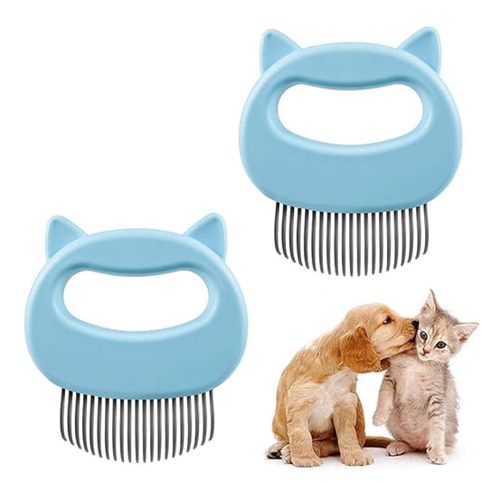 2 Pcs Cat Combs, Soft Fine Teeth Cat Hair Comb Pet Massage Comb, Short Long Hair Removal Massage Cat Shell Comb, Dog Cat Deshedding Brush Grooming Comb for Shedding Matted Fur, Knots & Tangles (blue)