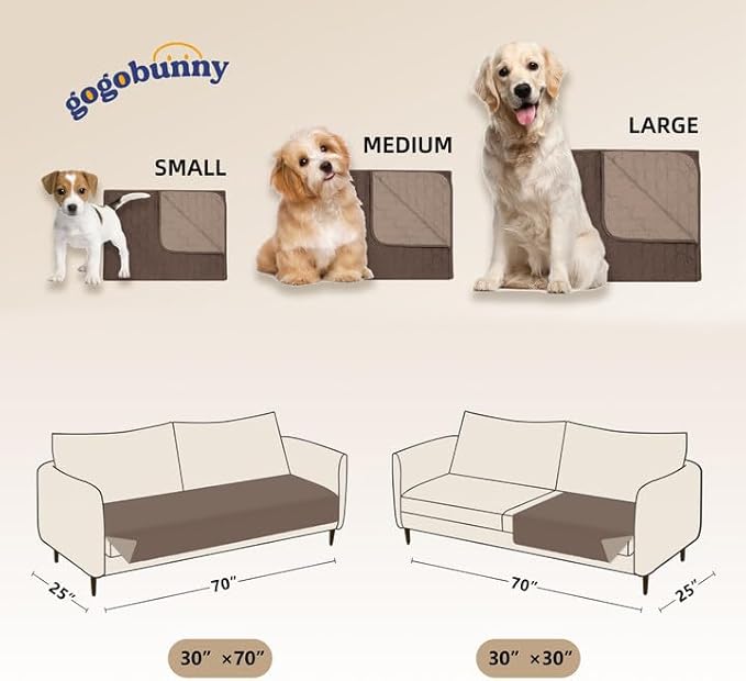 gogobunny 100% Double-Sided Waterproof Dog Bed Cover Pet Blanket Sofa Couch Furniture Protector for Puppy Large Dog Cat, Reversible (32x53 Inch (Pack of 1), Dark Chocolate/Light Chocolate)