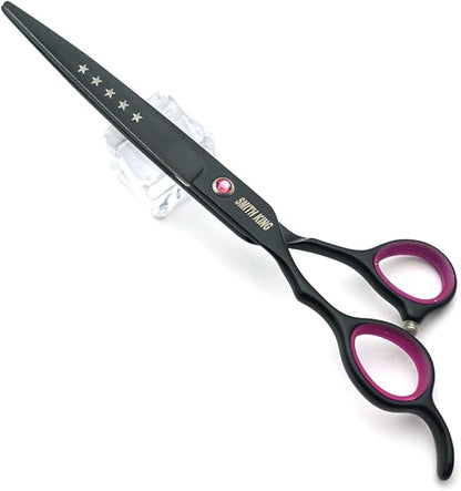 7.0 inches Professional Dog Grooming Scissors Set Straight & thinning & Curved & chunkers & comb 5pcs in 1 Set for left-handed & right handed Black