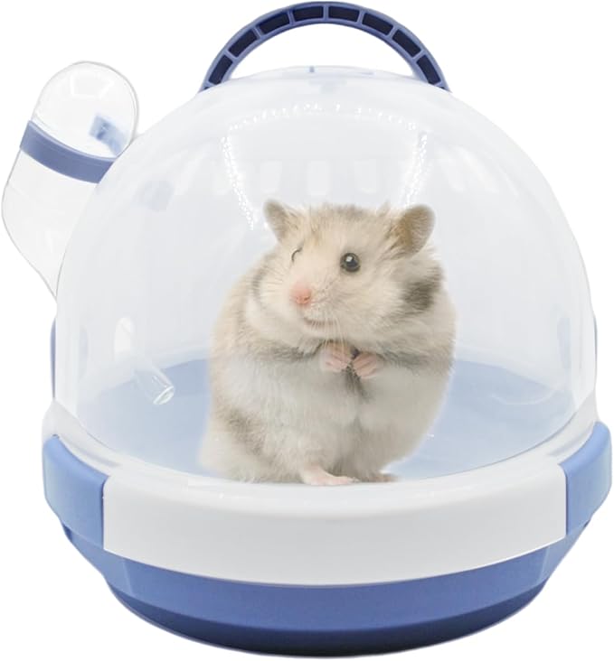 Hamster Carrier Cage Portable_ages Small Animals Carry Travel Case with Water Bottle Plastic Breathable_uinea Pig Outgoing Cage for Dwarf Hamster Ferret Chinchillas Hedgehog (Blue)