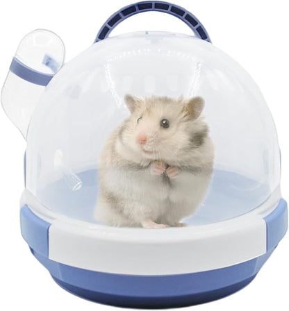 Hamster Carrier Cage Portable_ages Small Animals Carry Travel Case with Water Bottle Plastic Breathable_uinea Pig Outgoing Cage for Dwarf Hamster Ferret Chinchillas Hedgehog (Blue)