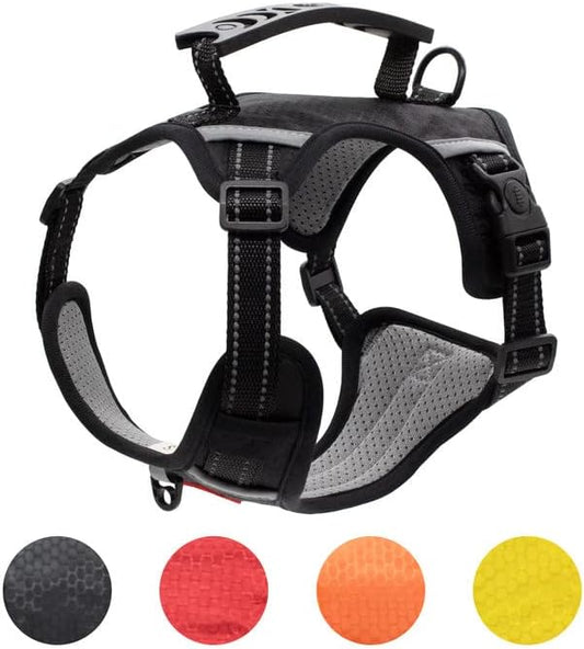 Dog Harness with Soft Handle, Adjustable and Breathable Dog Harness for Small Dogs No Pull, Reflective No Choke Dog Vest Harness, Easy to Put On Take Off(Black, S)