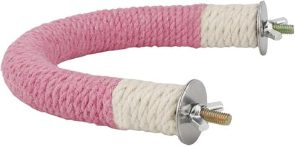 Hypeety Bird Perches Parrot U Shape Natural Wood Hemp Rope Stand Perch Bird Stick Paw Grinding Perch Birdcage Accessories Perch Standing Toy for Budgies Parakeet Cockatiel Conures