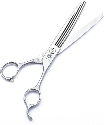 6.5/7/8 inch Chunker/Thinning/Blending Dog Shear Japanese 440C Stainless Steel Pet Grooming Thinning&Texturizing Scissors with Fine Adjustment Tension Screw (C-7 inch-46 Teeth)