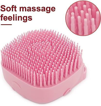 Dog Bath Brush Soft Silicone Dog Shampoo Brush | Pet Shampoo Massage Dispenser Dog Brush for Shedding Massage Dispenser Shower Brush for Short and Long Haired Dogs and Cats (Pink)