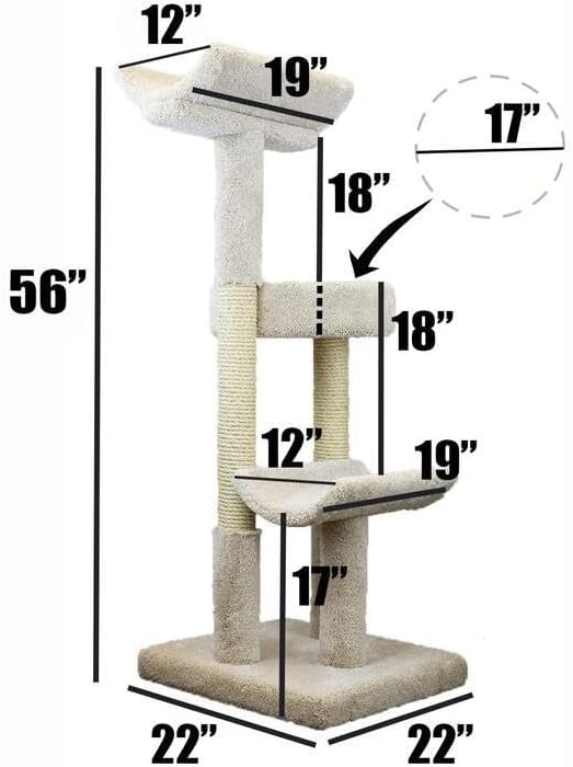 Prestige Cat Trees 130077-Beige Double Scratching Post Cat Tower Tree