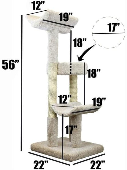 Prestige Cat Trees 130077-Beige Double Scratching Post Cat Tower Tree