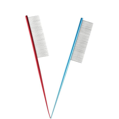 2Pcs Pet Hair Comb, Dog Grooming Comb with Stainless Steel Teeth Professional Pet Dematting Tool, Prevents Knots and Mats for Cat Dog Small Medium Pets