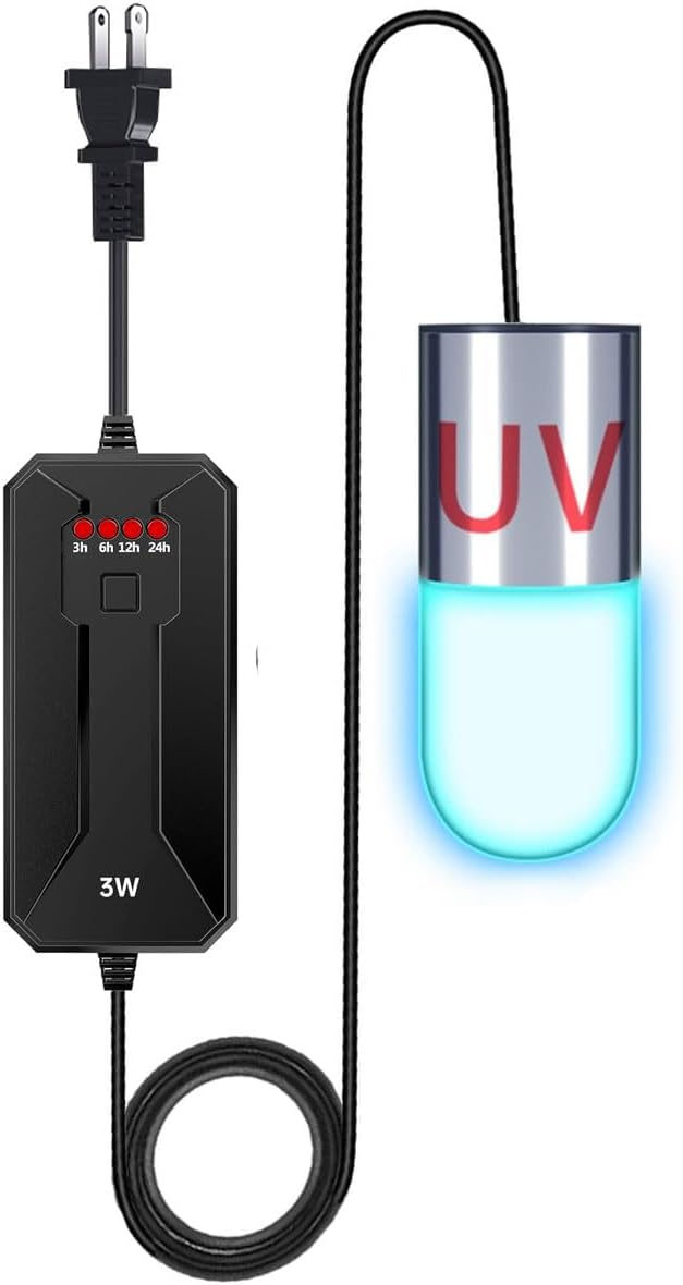 KINGYEENUO Aquarium Blue Light, 3W Submersible Aquarium Light, Fish Tank Light with Timer, Submersible Waterproof Lamp for Filter Tank Sump Swim Pool