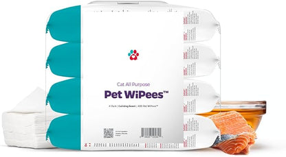 Pet Parents® Pet WiPees Cat All Purpose Cat Wipes, Pet Wipes, All Purpose Wipes for Cats & Cat Bath Wipes, Cat Cleaning Wipes (100 Count (Pack of 4), Calming)
