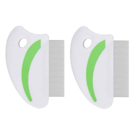 2 Pack Flea Lice Comb, Stainless Steel Dog Cat Grooming Combs with Rounded Teeth, Professional Pet Tear Stain Remover, Dematting Tool for Small, Medium & Large Pets