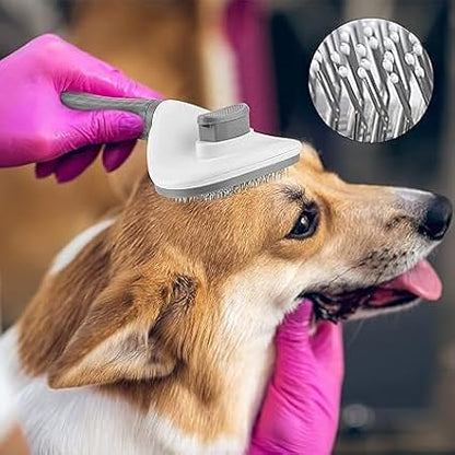 Cat Brush for Shedding, Pet Grooming Cat Brush with Release Button, Self Cleaning Slicker Brush for Cats and Dogs, Long and Short Fur Cat Deshedding Brush To Remove Loose Undercoat, Tangles, Knot