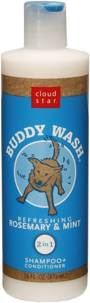 Buddy Wash 2-in-1 Dog Shampoo and Conditioner for Dog Grooming, Rosemary & Mint, 16 oz. Bottle
