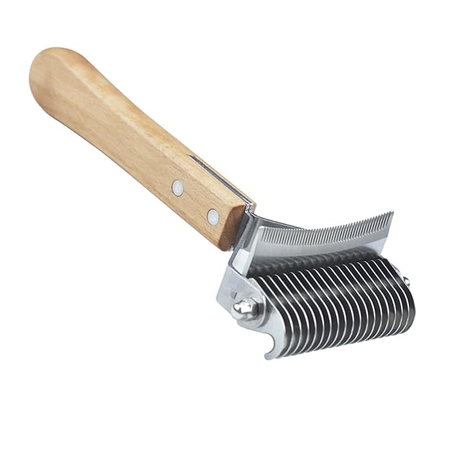 2 in 1 Dogs Cats Detangler Brush,Dematting Comb & Undercoat Rake for Dogs,Efficiently Detangling Shedding Loose Hair & Matted Fur, All Long Haired Pet