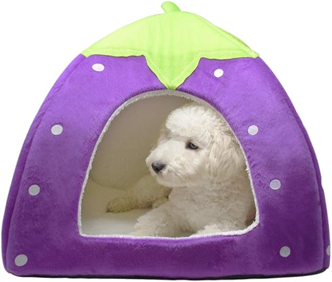 Spring Fever Hamster Guinea Pig Rabbit Dog Cat Chinchilla Hedgehog Bird Small Animal Pet Bed House Hideout Cage Accessorie D Purple M (14.2 * 14.2 inch)