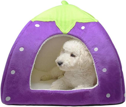 Spring Fever Hamster Guinea Pig Rabbit Dog Cat Chinchilla Hedgehog Bird Small Animal Pet Bed House Hideout Cage Accessorie D Purple L (16.9 * 16.9 inch)