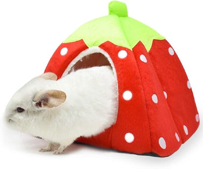 Spring Fever Hamster Guinea Pig Rabbit Dog Cat Chinchilla Hedgehog Bird Small Animal Pet Bed House Hideout Cage Accessorie B Red XL (18.9 * 18.9 inch)