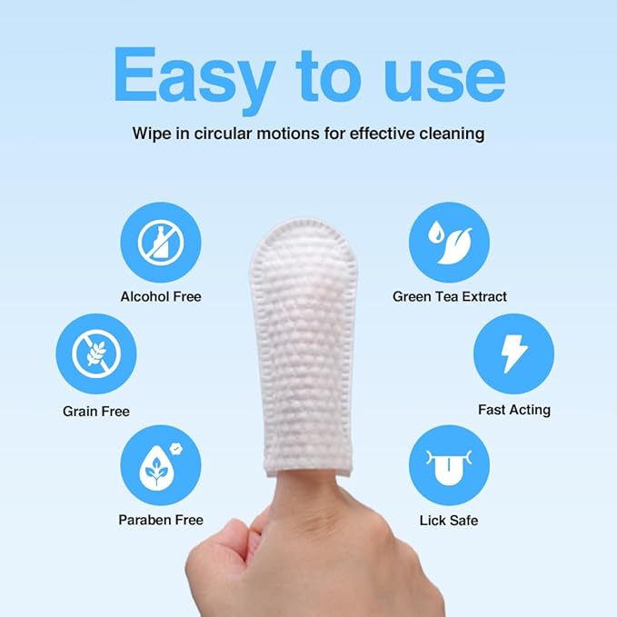 Dog Teeth Cleaning Wipes - No-Rinse Cat Toothbrush, Effective Dog Breath Freshener - Essential for Pet Supplies (90 Count - 1.5 in x 3.15 in)