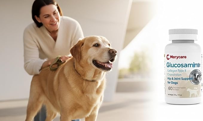 Glucosamine for Dogs  Hip & Joint Support Chewable Tablets with Collagen Type II, Chondroitin, MSM & Hyaluronic Acid  Veterinarian-Formulated  60 Count