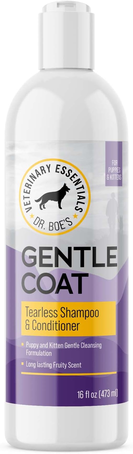 Dr. Boe's Veterinary Essentials GentleCoat Tearless Shampoo and Conditioner  Puppy and Kitten Soap-Free Formula  Grooming Supplies  All Natural, Aloe Vera & Gentle Proteins  16 Fl Oz.