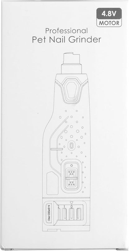 Rechargeable Dog Nail Grinder with 2 LED Lights Quiet 6 Speed Electric Nail Trimmer,Dust Cap,and 3 Grinding Ports for Large,Medium Small Dogs