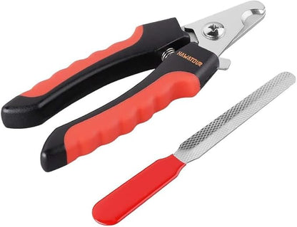Dog Nail Clippers, Professional Pet Nail Clipper & Trimmers with Safety Guard to Avoid Over Cutting, Grooming Razor with Nail File for Medium and Large Dog and Cat, Red