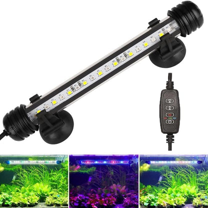 Submersible Aquarium Light Underwater Full Spectrum Fish Tank Light with Timer Auto On/Off,LED Aquarium Light Bar 3 Light Modes Dimmer Adjustable Brightness,7.48inch (with Timer&dimmer)