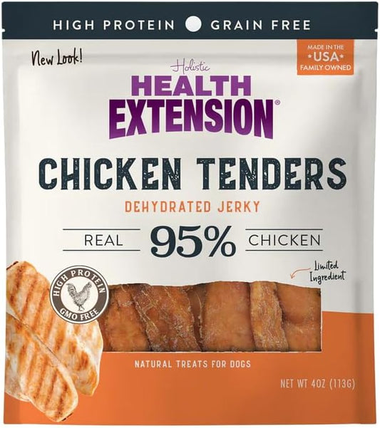 Health Extension Grain-Free Chicken Tenders Dog Treats, 4oz (113g)  Natural, Crispy Gourmet Training Treats for Adult Dogs and Puppies