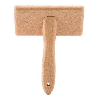 Oumefar Bamboo Cushion Premium Cat Grooming Brushes Pet Hair Comb Pet Slicker Brush Wooden Eco-Friendly with Stainless Steel Pins for Pets Dogs Cats(Square head large)