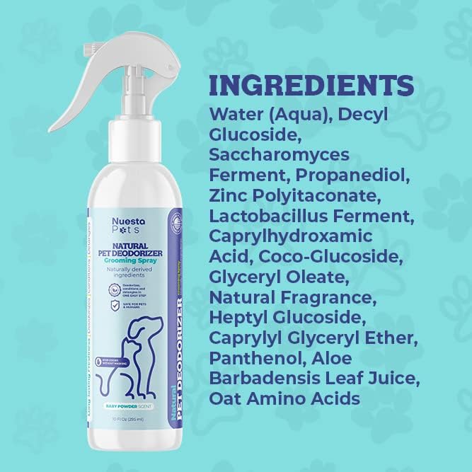 Pets Pet Deodorant & Odor Neutralizer w/Oat & Aloe | Naturally Derived Quick-Drying Deodorizer Spray for Dogs | Safe on Carpets & Furniture | Pet-Safe & Hypoallergenic | Baby Powder Scent