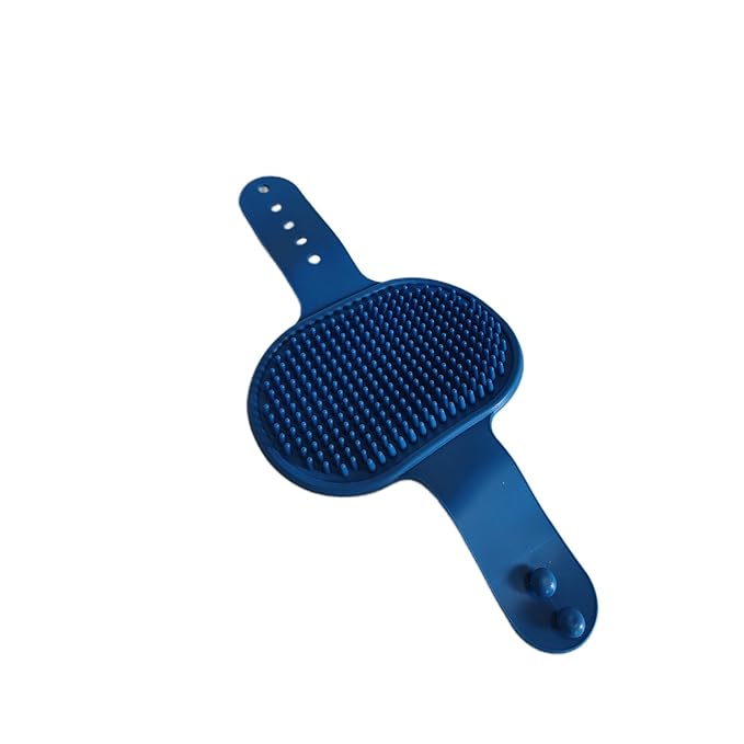 2Pcs Pet Brushes Dog Bath Brushes Cat Massage Bath Pet Cleaning Gloves with Adjustable Ring Handle,Blue