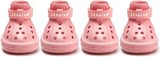 JZXOIVA Dog Shoes for Hot Pavement, Dog Booties for Large Dogs, Breathable Dog Boots & Paw Protectors, Adjustable Non-Slip Dog Rain Booties, Waterproof Pets Sandals for Beach Pink Size 9