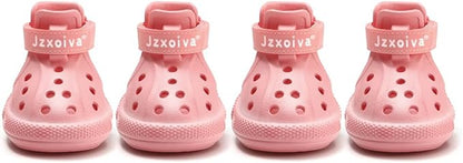 JZXOIVA Dog Shoes for Hot Pavement, Dog Booties for Large Dogs, Breathable Dog Boots & Paw Protectors, Adjustable Non-Slip Dog Rain Booties, Waterproof Pets Sandals for Beach Pink Size 9