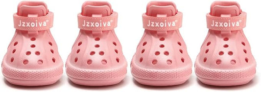 JZXOIVA Dog Shoes for Hot Pavement, Dog Booties for Medium Dogs, Breathable Dog Boots & Paw Protectors, Adjustable Non-Slip Dog Rain Booties, Waterproof Pets Sandals for Beach Pink Size 6