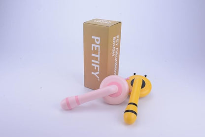 Cat Self Cleaning Slicker Brush, Cat Grooming Brush, Short and Long Haired remover for Dogs and Cats, Slicker Brush Removes Loose Undercoat & Tangled Hair (Bee-pink)