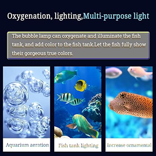 HCDMRE LED Air Bubble Light Aquarium Light Underwater Submersible Fish Tank Light Color Changing Making Oxygen Aquarium Tools,Us Plug,52cm/20.5"