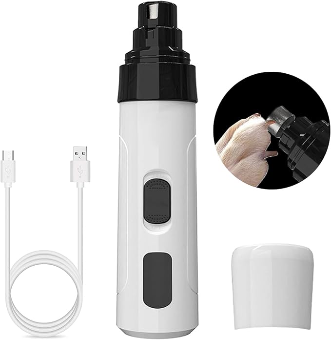 Pet Nail Grinder,Dog Nail Grinder Pet Nail Trimmer Low Noise 2 Speed 3 Ports Rechargeable Cordless Painless Paws Grooming & Smoothing for Small Medium Large Dogs & Cats