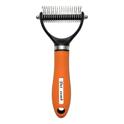 Dog Brush - Shedding Tool for Long-Haired Dogs (Orange)