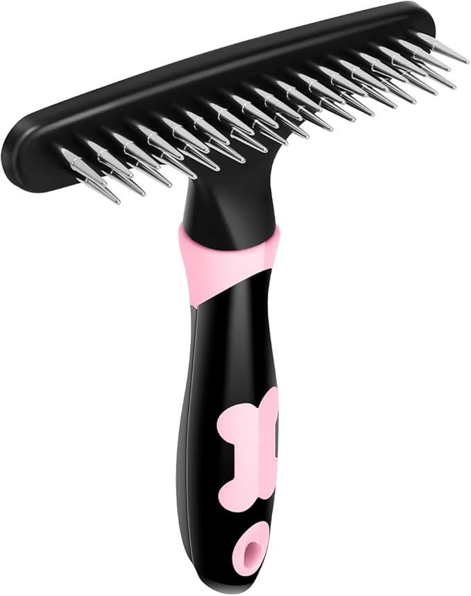 Pet Hair Remover, Portable Dog Cat Hair Remover Lint for Hairball, Fuzz, Carpet Restoration, Carpet Rake, Carpet Groomer Rake, Shag Rug Rake, Hair Cleaner Suitable for Rug and Carpet (Bone Pink)