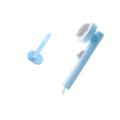 Blue Dog Grooming Brush - Shedding Comb with Soft Silicone Bristles for Long and Short-haired Dogs, Cat Brush, Removes Loose Hair and Tangles