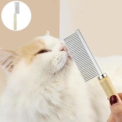 4 PACK Dog Cat Pet Comb Stainless Steel Cat Double-Sided Grooming Brush Professional Dog Grooming Comb Pet Hair Brush Cat Flea Comb for Long Short Hair Fur Brush Tool