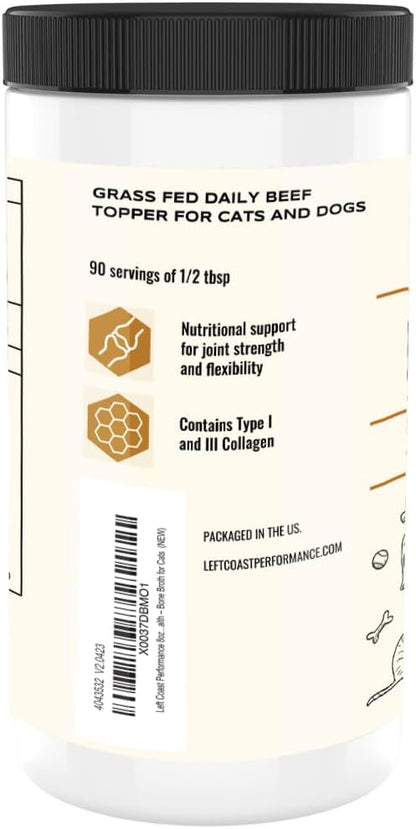 8oz Beef Bone Broth Powder for Dogs and Cats – Human Grade Grass-Fed Bone Broth for Picky Eaters – Supports Joints and Gut Health – Single Ingredient Bone Broth for Cats -Dog Food Toppers For Dry Food
