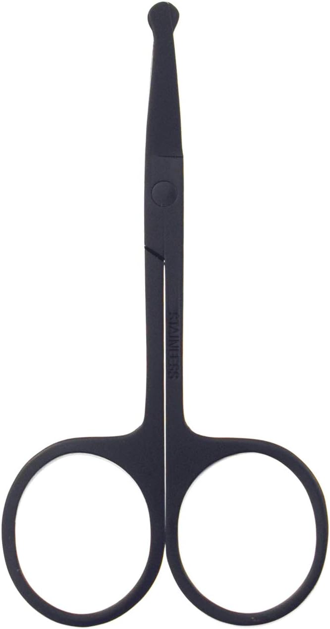 3.5-Inch Stainless Steel Dog Pet Round-Tip Sharp Tip Home Grooming Scissors for Nose Hair,Ear Hair,Face Hair,Paw Hair Multicolor (Black Round Tip)